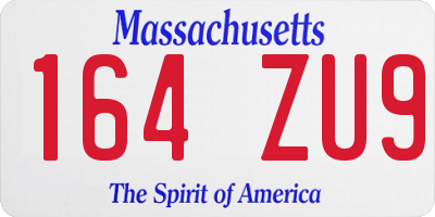 MA license plate 164ZU9
