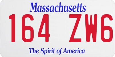 MA license plate 164ZW6