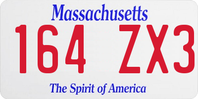 MA license plate 164ZX3