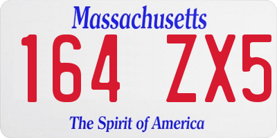 MA license plate 164ZX5