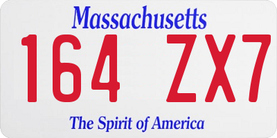 MA license plate 164ZX7