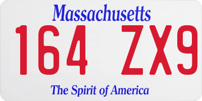 MA license plate 164ZX9
