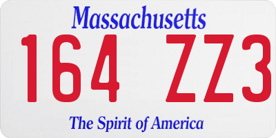MA license plate 164ZZ3
