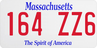MA license plate 164ZZ6