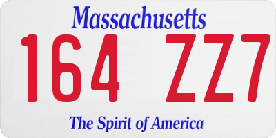 MA license plate 164ZZ7