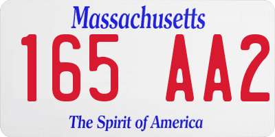 MA license plate 165AA2