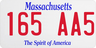 MA license plate 165AA5