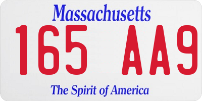 MA license plate 165AA9