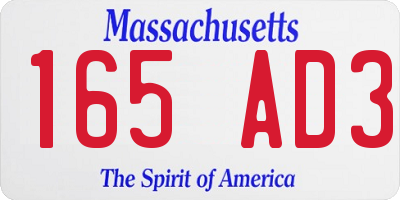 MA license plate 165AD3