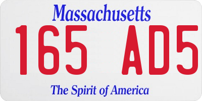 MA license plate 165AD5