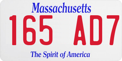 MA license plate 165AD7