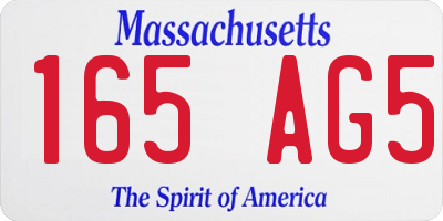 MA license plate 165AG5