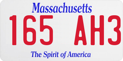 MA license plate 165AH3