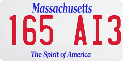 MA license plate 165AI3