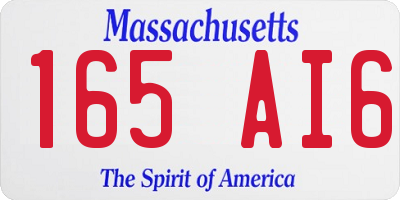 MA license plate 165AI6