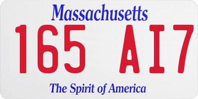 MA license plate 165AI7