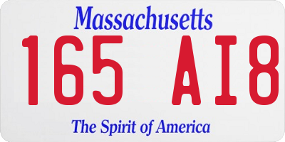 MA license plate 165AI8