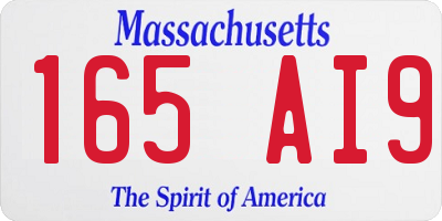 MA license plate 165AI9