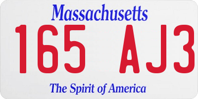 MA license plate 165AJ3