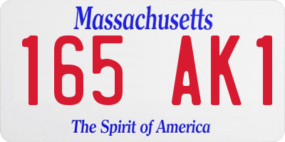 MA license plate 165AK1