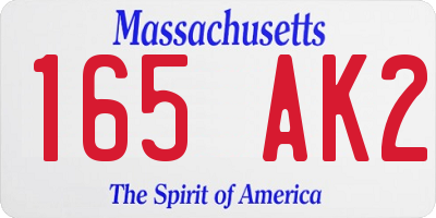 MA license plate 165AK2