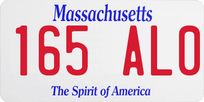 MA license plate 165AL0