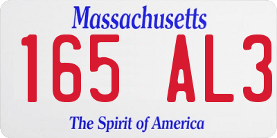 MA license plate 165AL3