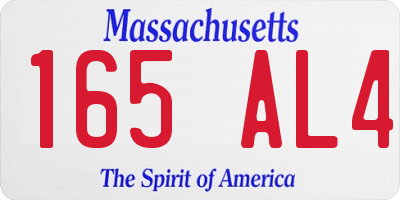 MA license plate 165AL4
