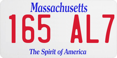 MA license plate 165AL7