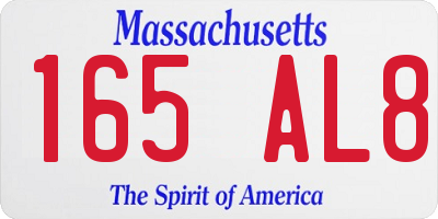 MA license plate 165AL8