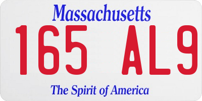 MA license plate 165AL9
