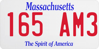 MA license plate 165AM3