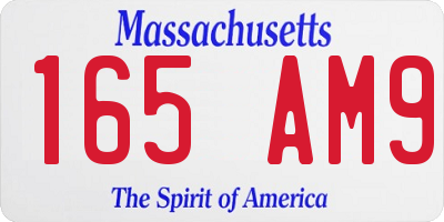 MA license plate 165AM9