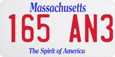 MA license plate 165AN3