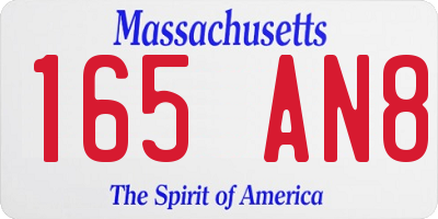 MA license plate 165AN8