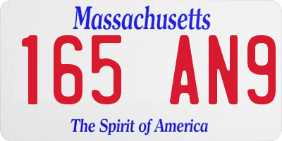 MA license plate 165AN9