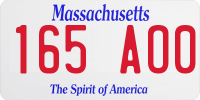 MA license plate 165AO0