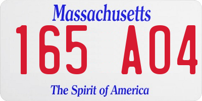 MA license plate 165AO4