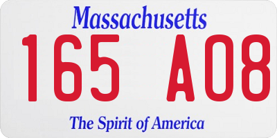 MA license plate 165AO8