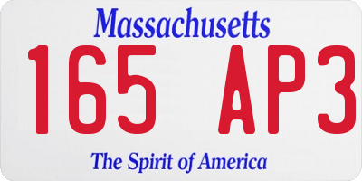 MA license plate 165AP3