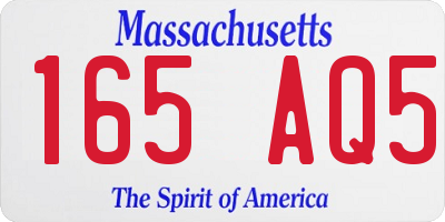 MA license plate 165AQ5