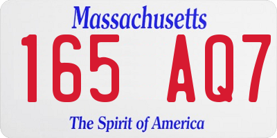 MA license plate 165AQ7