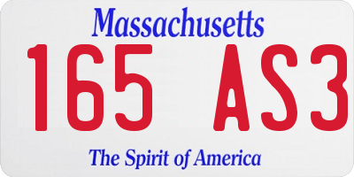 MA license plate 165AS3