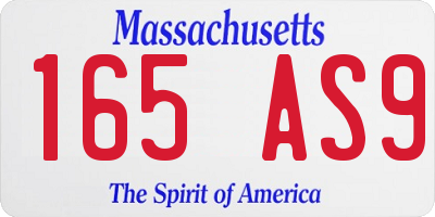 MA license plate 165AS9