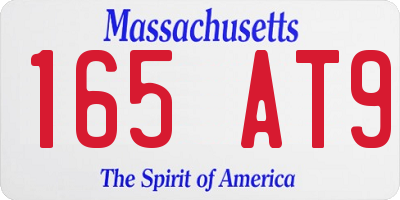 MA license plate 165AT9