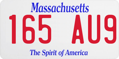 MA license plate 165AU9