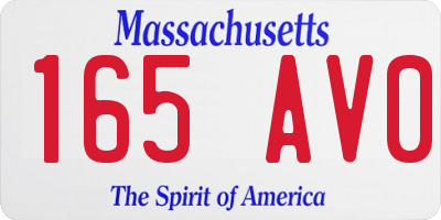 MA license plate 165AV0