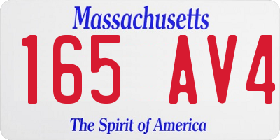 MA license plate 165AV4