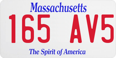 MA license plate 165AV5