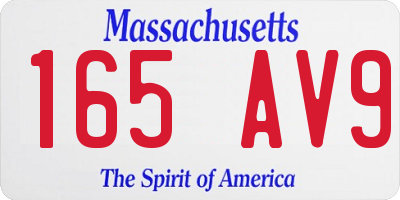 MA license plate 165AV9